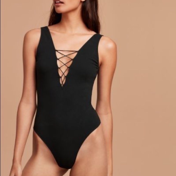 Aritzia Wilfred Free Black Contemporary Lais Tank Thong Bodysuit Size XS EUC - Picture 3 of 9
